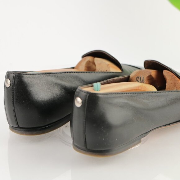 AGL Womens Loafer Size 37 7 Black Leather Pointed Cap Toe SlipOn Flat Shoe Italy - Picture 4 of 11